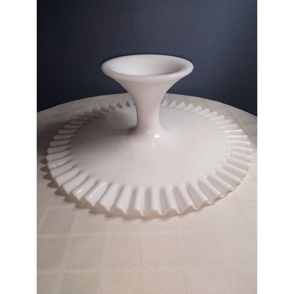 Fenton Milk Glass Spanish Lace Cake Stand - Picture 3 of 7